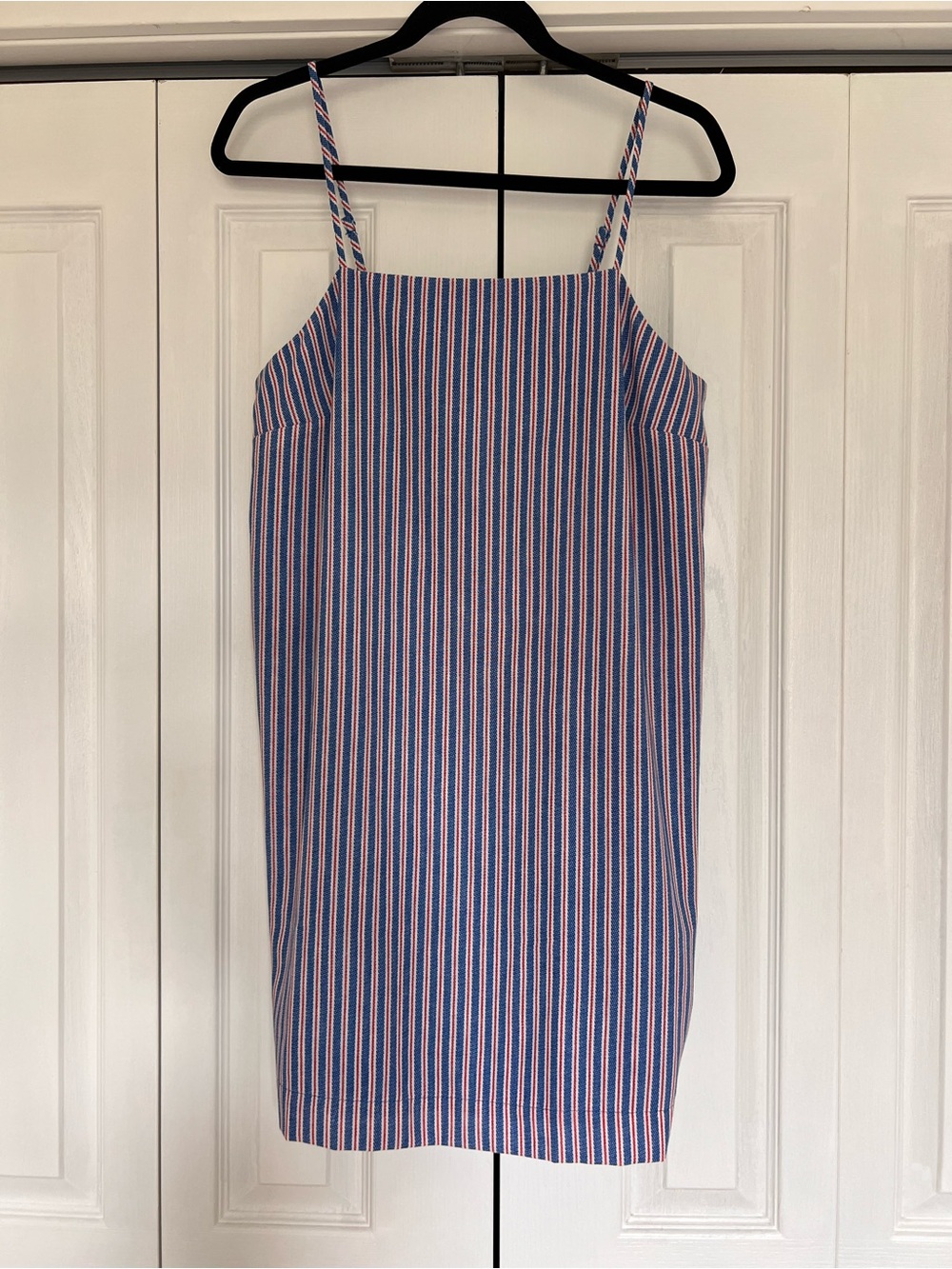 Old Navy Vintage Style Tie-Strap Blue and White Striped Mini Slip Dress